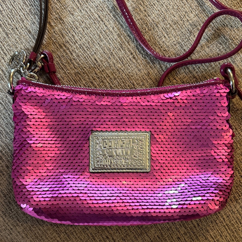 Coach Fuchsia Sequin Clutch